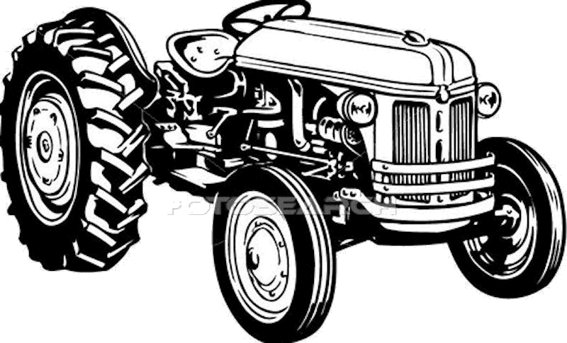 Vintage Tractor Line Art PNG Image