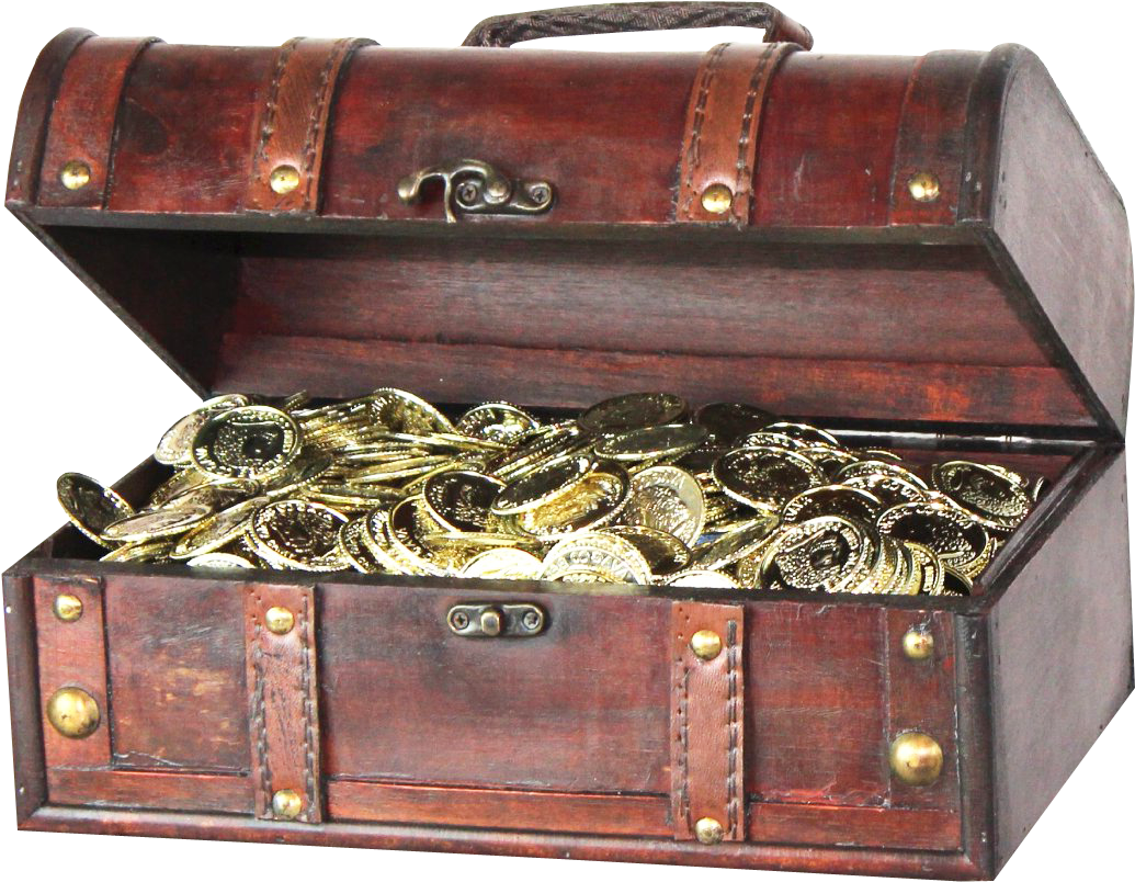 Vintage Treasure Chest Fullof Gold Coins.png PNG Image