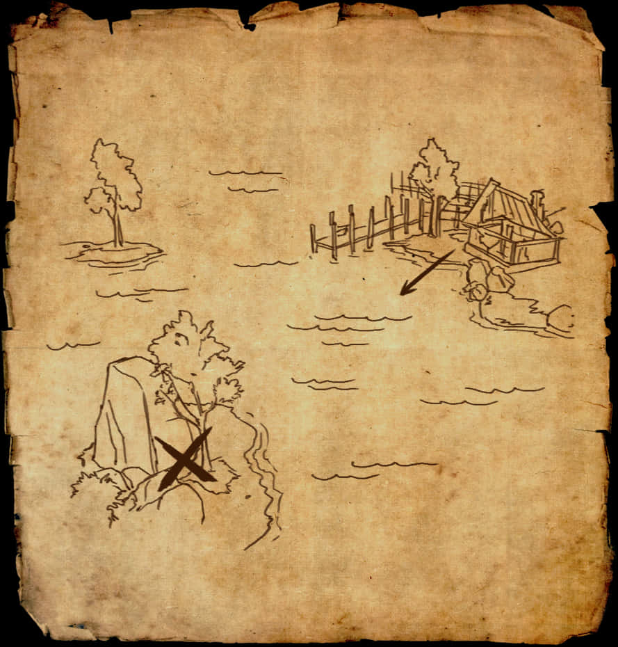 Vintage Treasure Map Illustration PNG Image