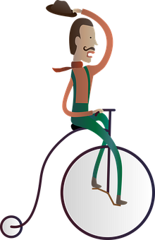 Vintage Unicycle Performer Illustration PNG Image