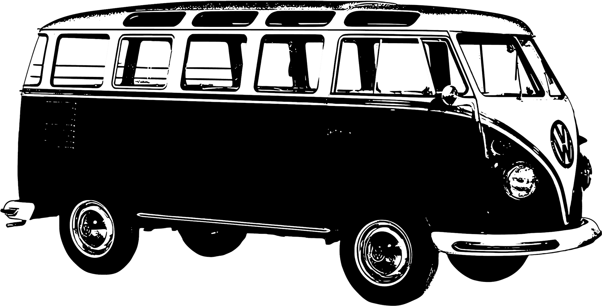 Vintage Volkswagen Bus Silhouette PNG Image