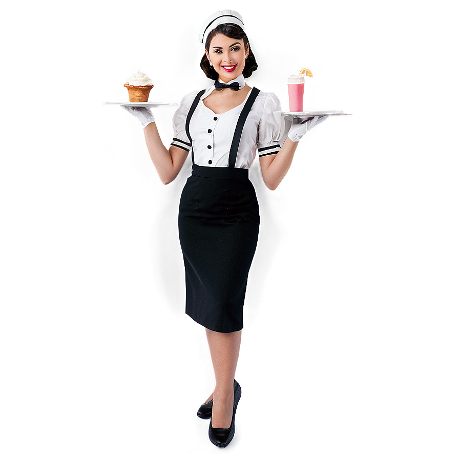 Vintage Waitress Outfit Png Vhx3 PNG Image