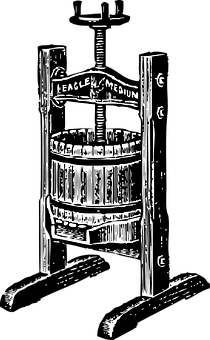 Vintage Wine Press Sketch PNG Image