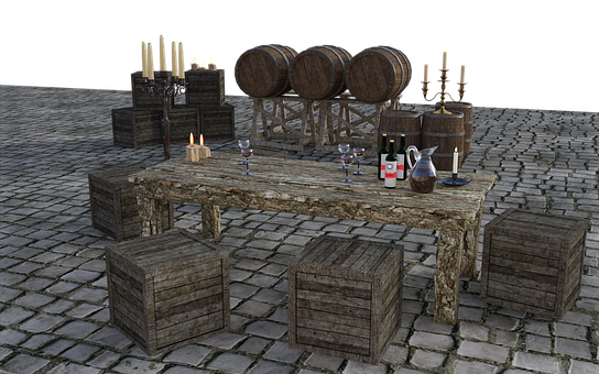 Vintage Wine Tasting Setup PNG Image