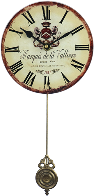 Vintage Wine Theme Pendulum Clock PNG Image