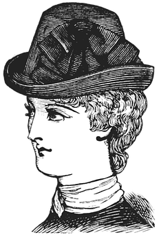 Vintage Woman With Hat Illustration PNG Image