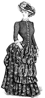 Vintage Womanin Classic Attire PNG Image