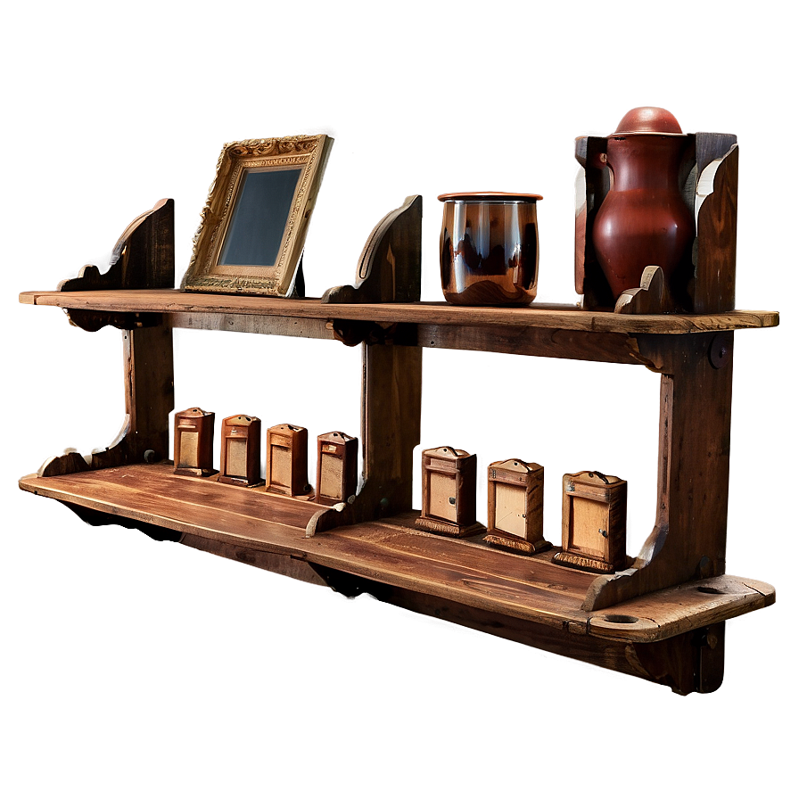 Vintage Wood Shelf Finds Png Eqx86 PNG Image