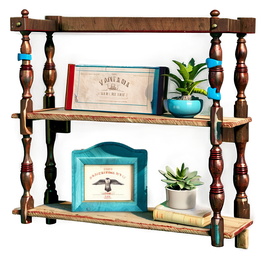 Vintage Wood Shelf Finds Png Oap76 PNG Image