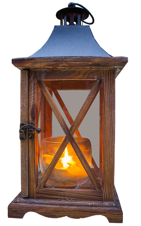 Vintage Wooden Candle Lantern PNG Image