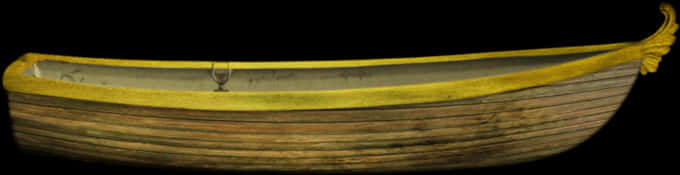 Vintage Wooden Canoe Black Background PNG Image