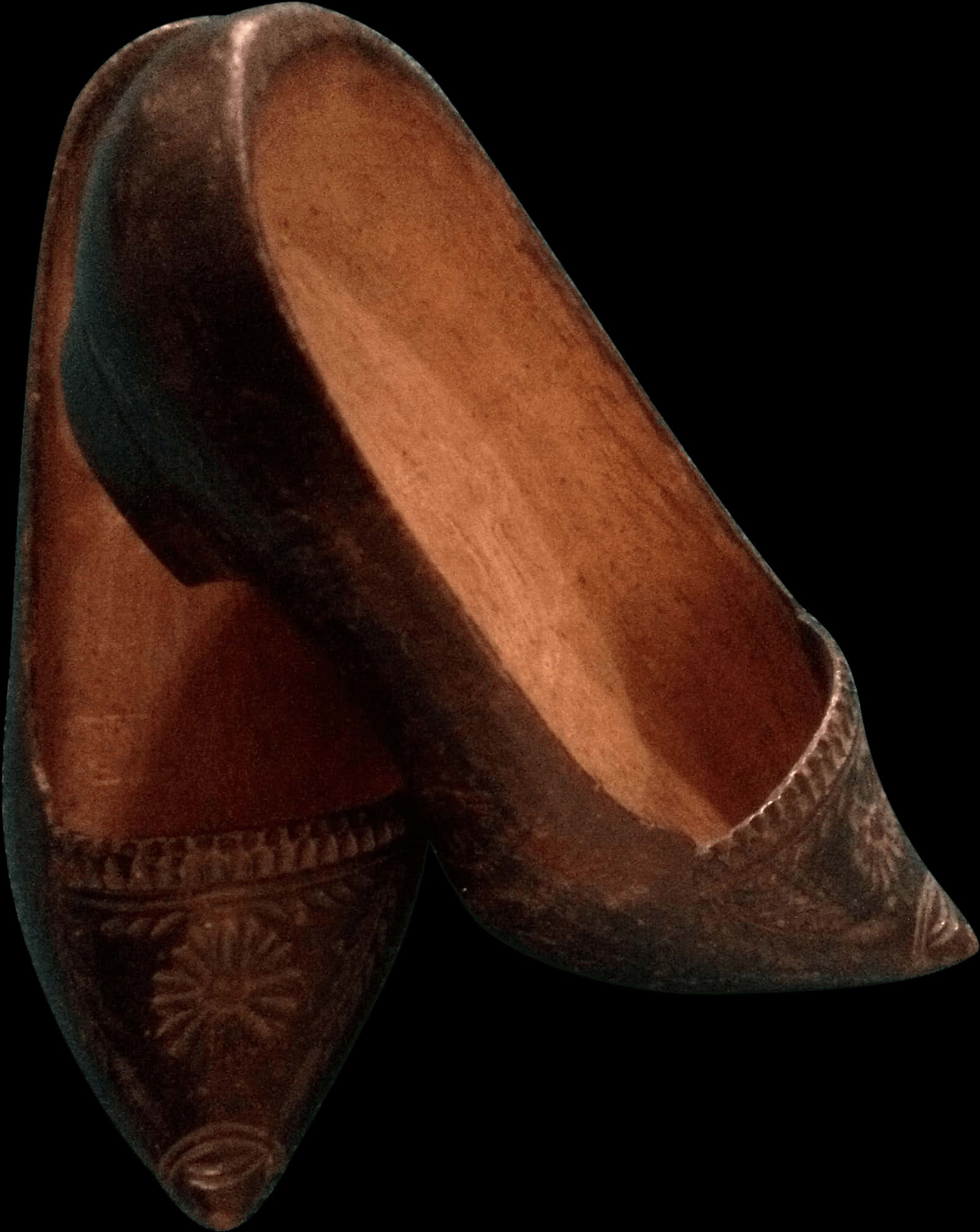 Vintage Wooden Clog Side View PNG Image