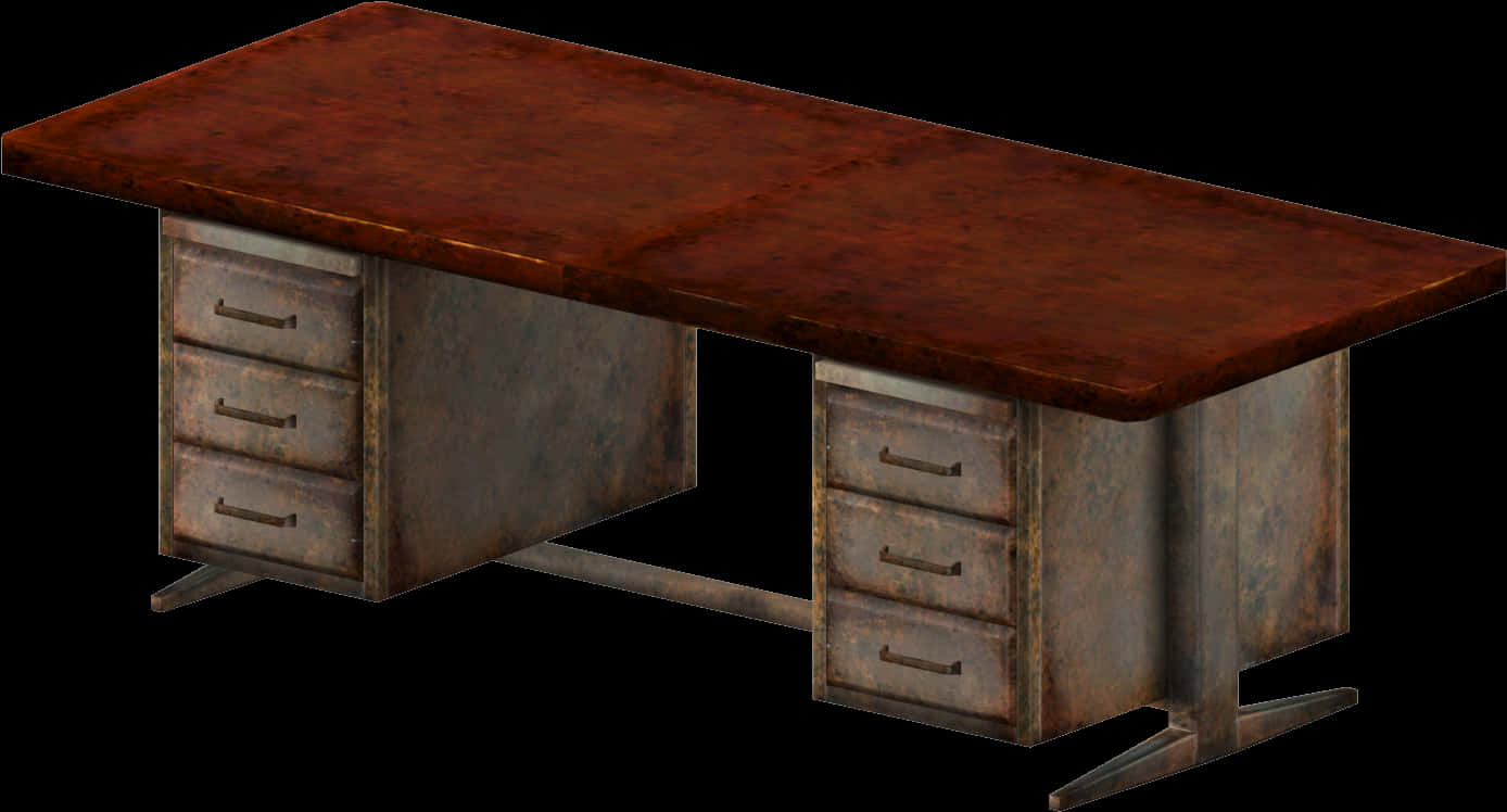 Vintage Wooden Desk3 D Model PNG Image