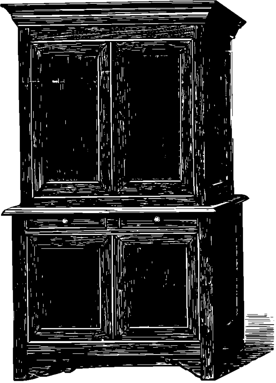 Vintage Wooden Dressing Table Sketch PNG Image