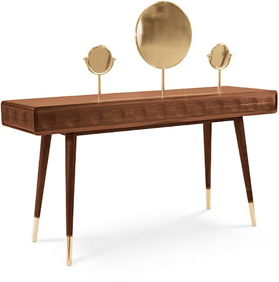 Vintage Wooden Dressing Table With Mirrors PNG Image