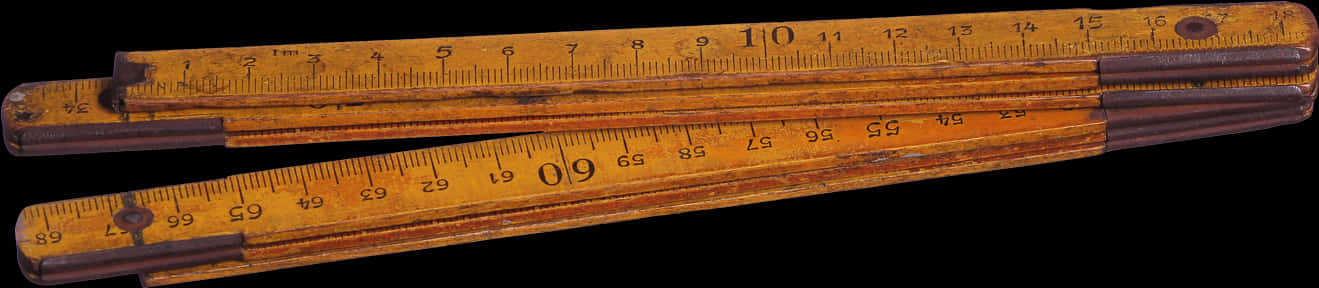 Vintage Wooden Folding Ruler PNG Image