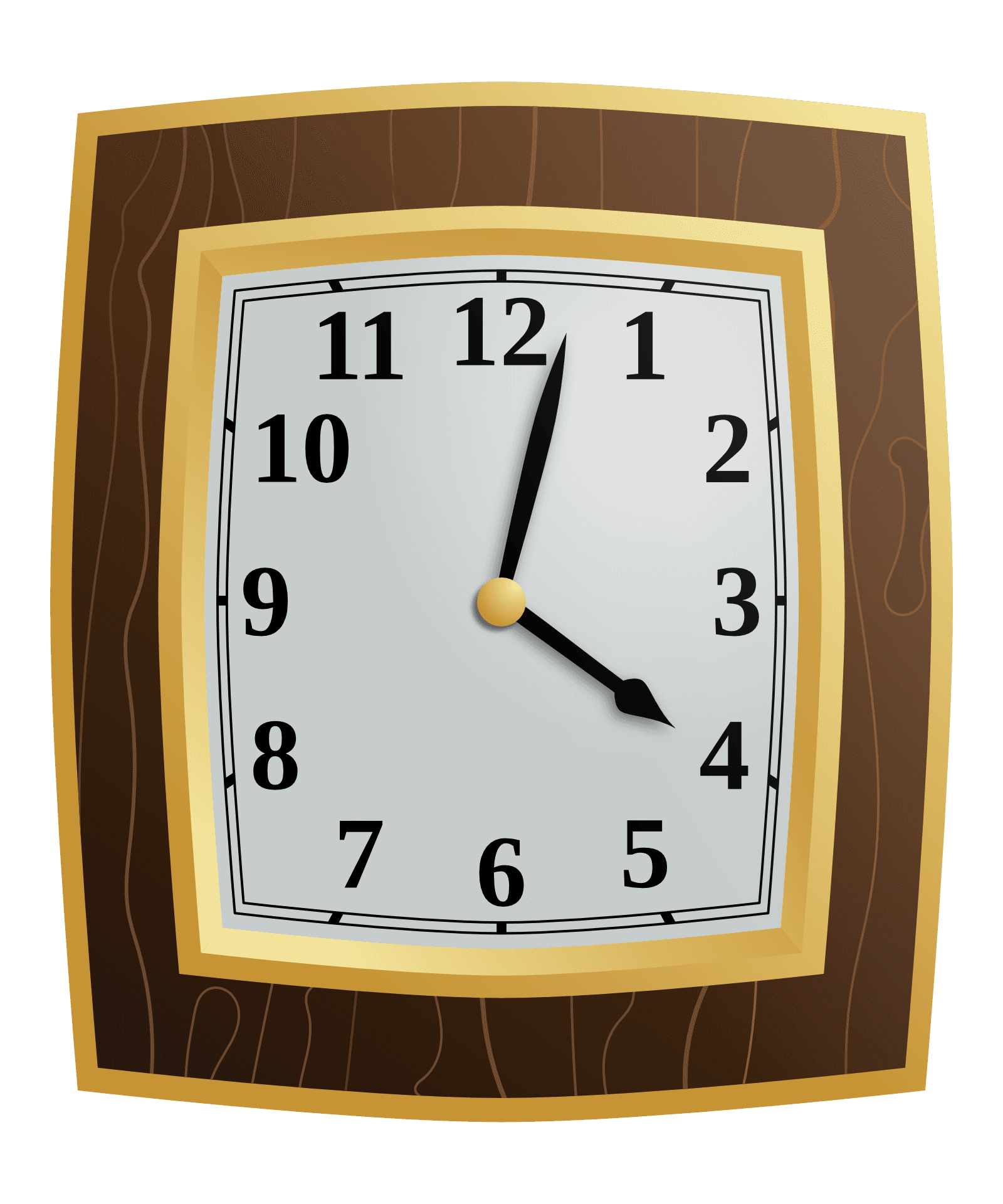 Vintage Wooden Frame Wall Clock PNG Image