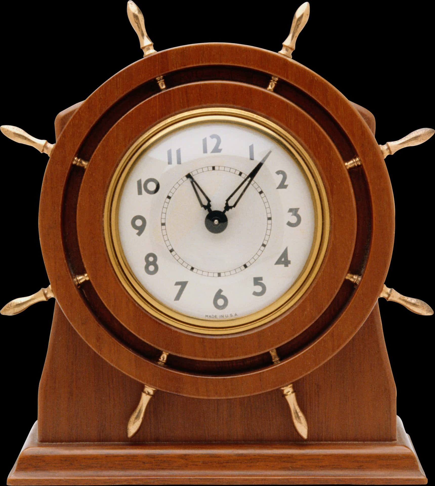 Vintage Wooden Mantel Clock PNG Image