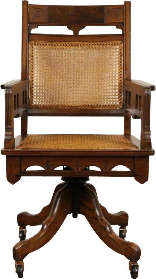 Vintage Wooden Office Chair PNG Image