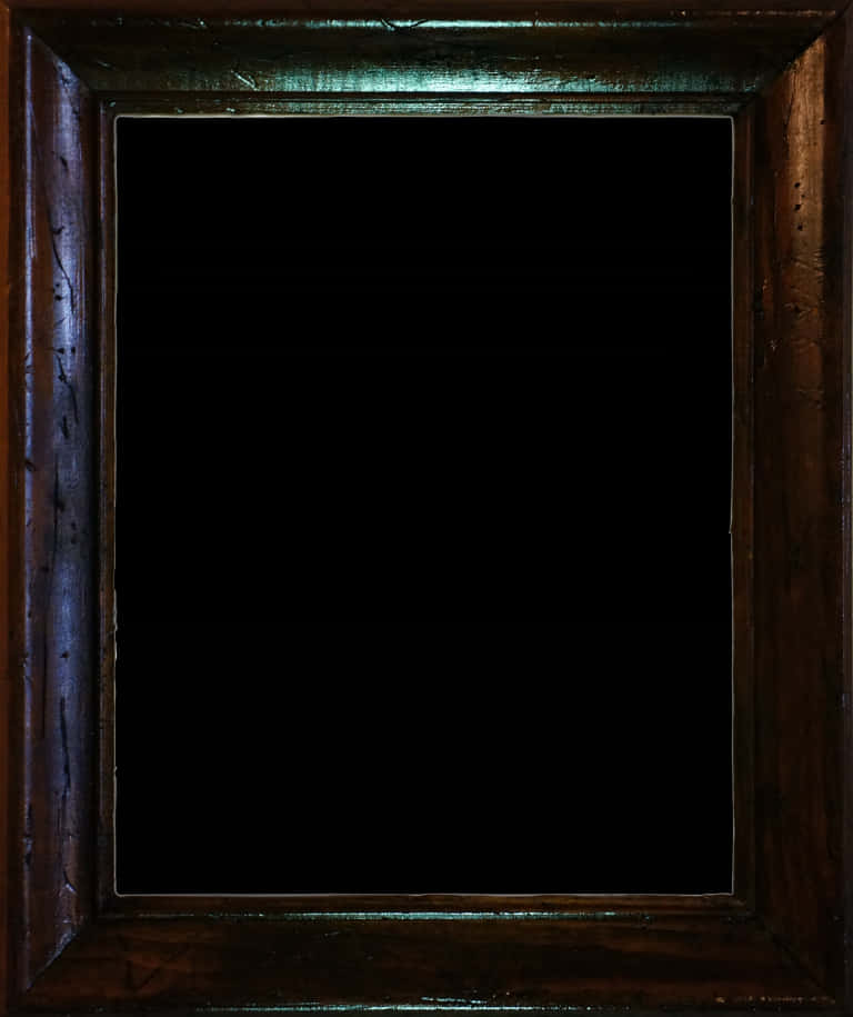 Vintage Wooden Photo Frame Black Background PNG Image