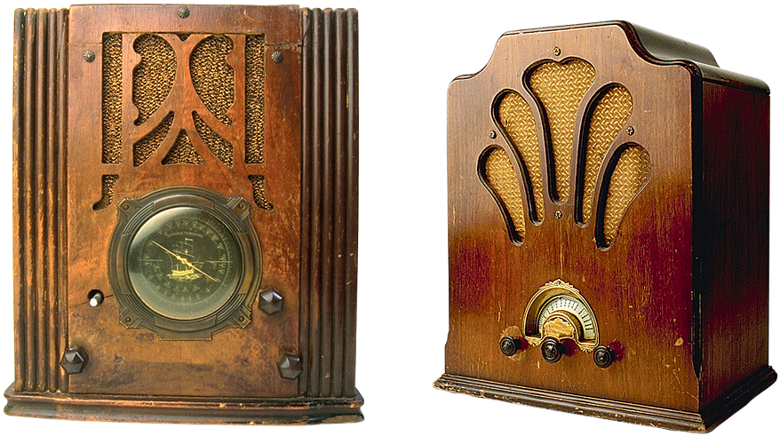 Vintage Wooden Radio Models PNG Image