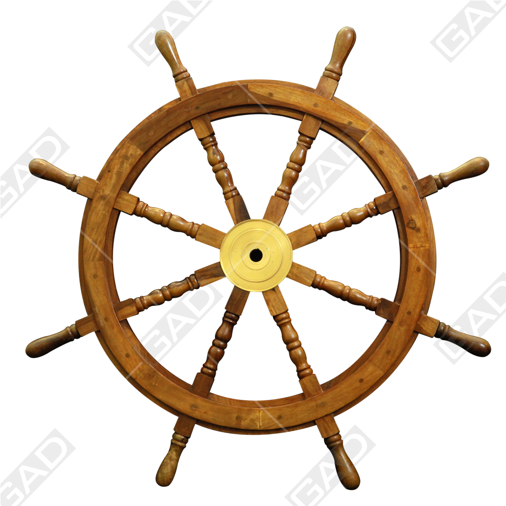 Vintage Wooden Ship Wheel PNG Image