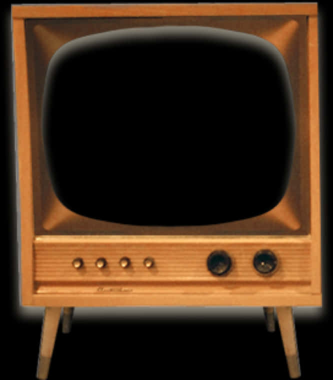 Vintage Wooden Television Set PNG Image