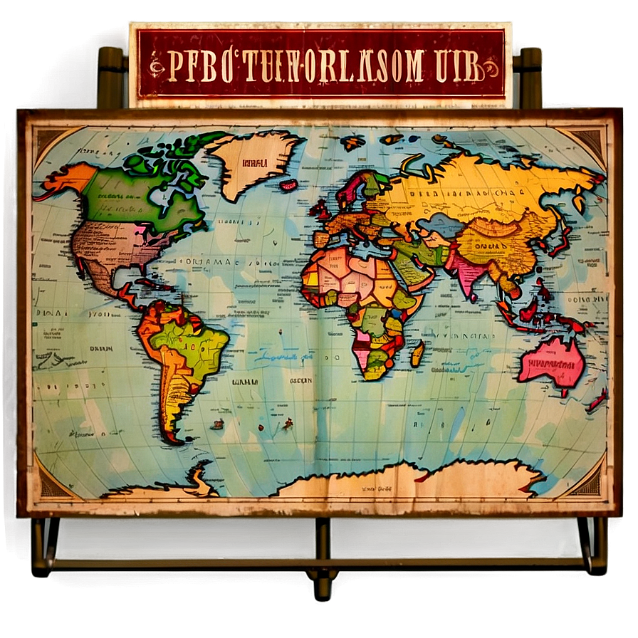 Vintage World Map Poster Png Xhh PNG Image