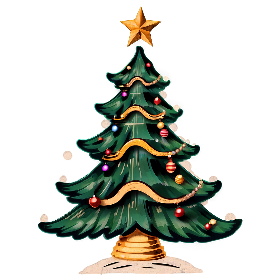 Vintage Xmas Tree Style Png 06292024 PNG Image