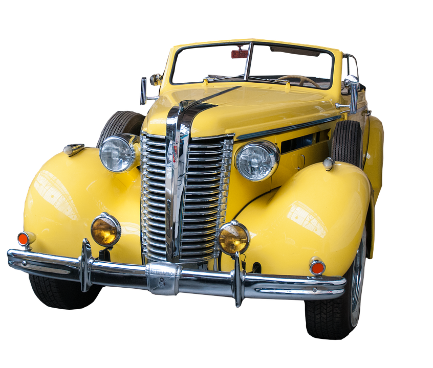 Vintage Yellow Car Classic Design PNG Image