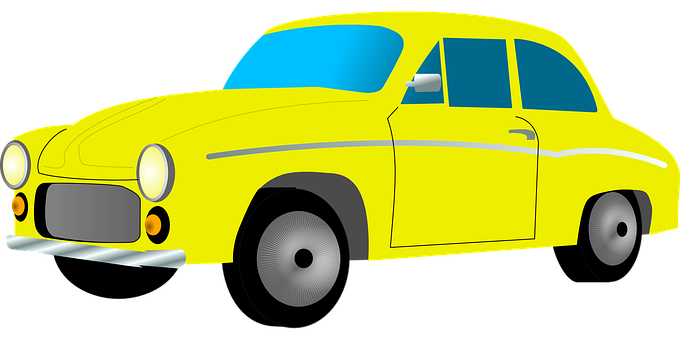 Vintage Yellow Car Illustration PNG Image