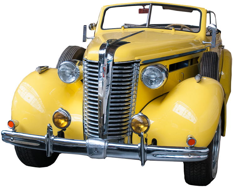 Vintage Yellow Convertible Classic Car PNG Image