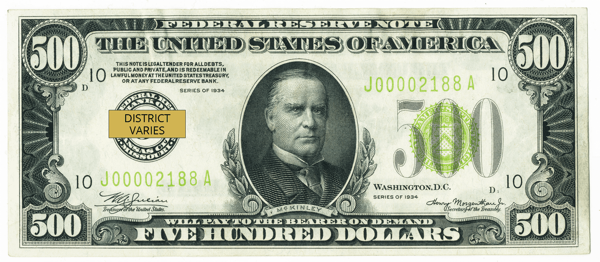 Vintage500 Dollar Bill1934 Series PNG Image