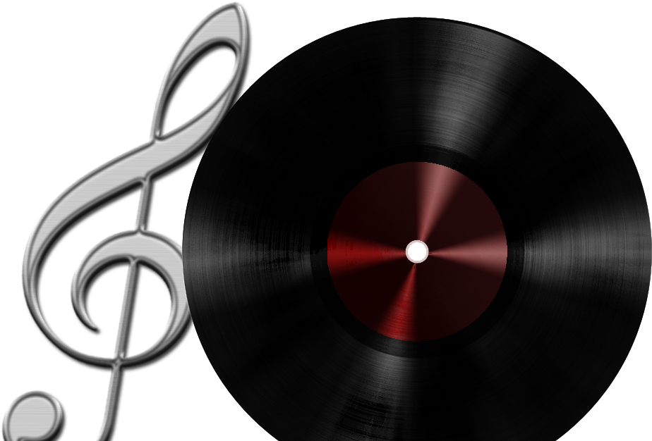 Vinyl Recordand Treble Clef PNG Image