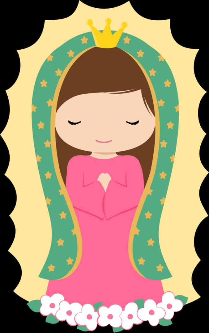 Virgen De Guadalupe Cartoon Illustration PNG Image