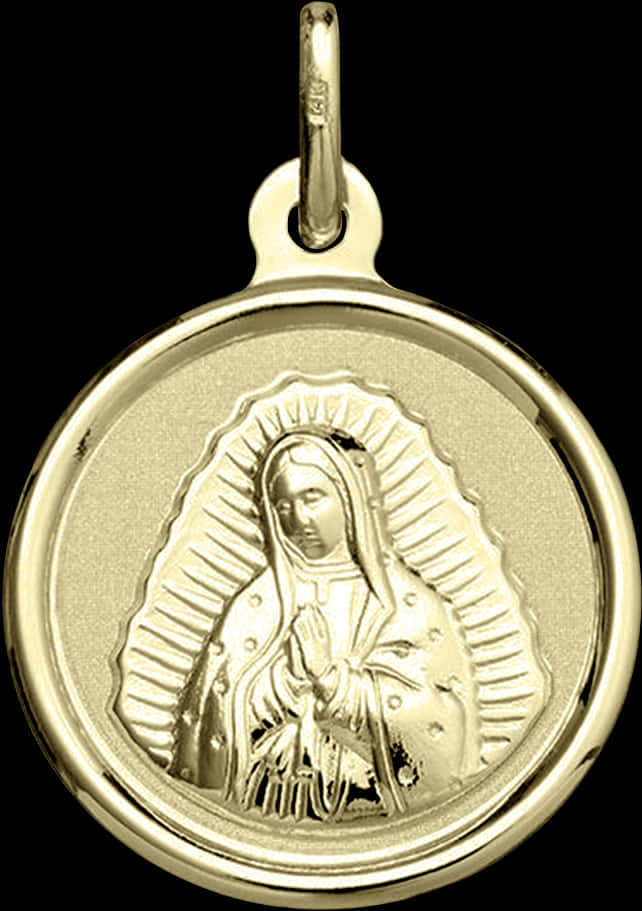 Virgen De Guadalupe Gold Pendant PNG Image