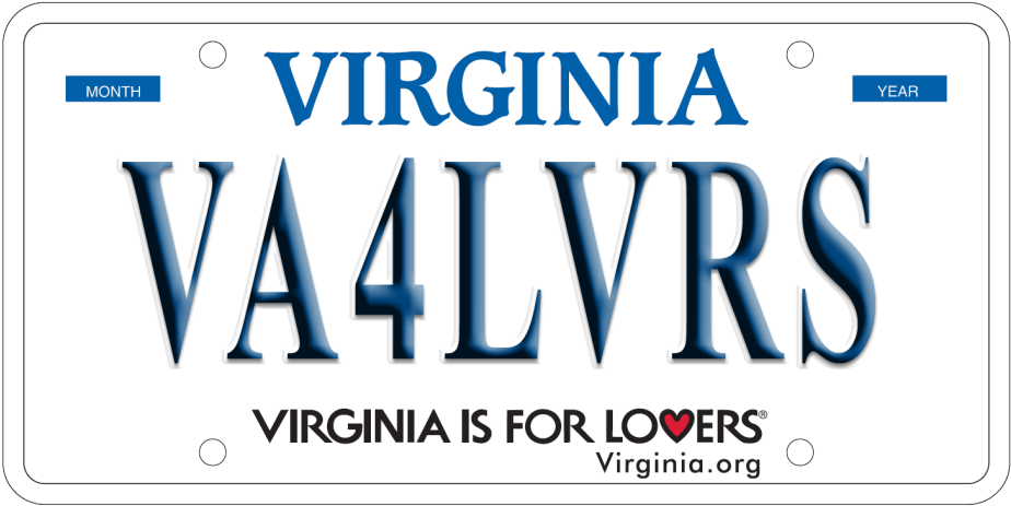 Virginia Lovers License Plate PNG Image