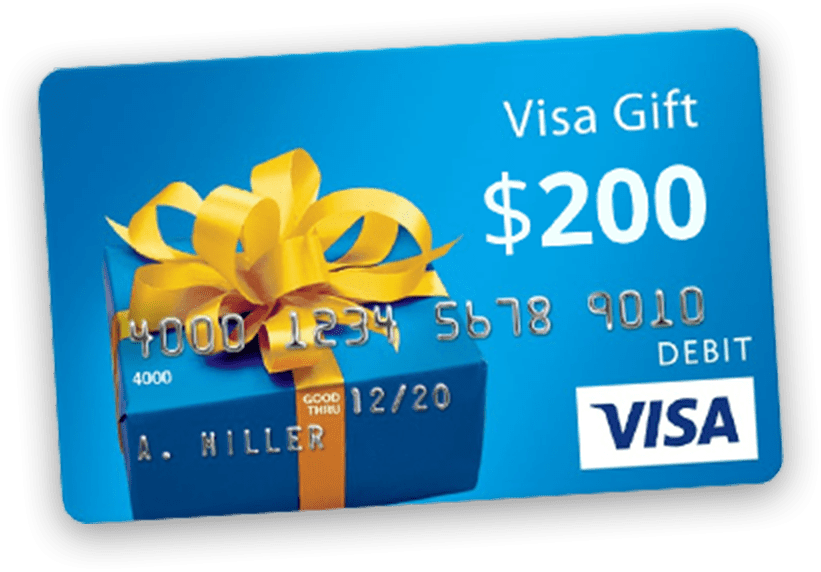 Visa Gift Card200 Dollars With Golden Ribbon PNG Image