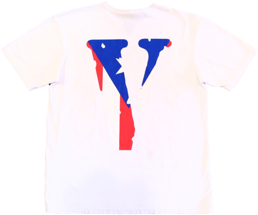 Vlone Staple Tee White Blue Red PNG Image