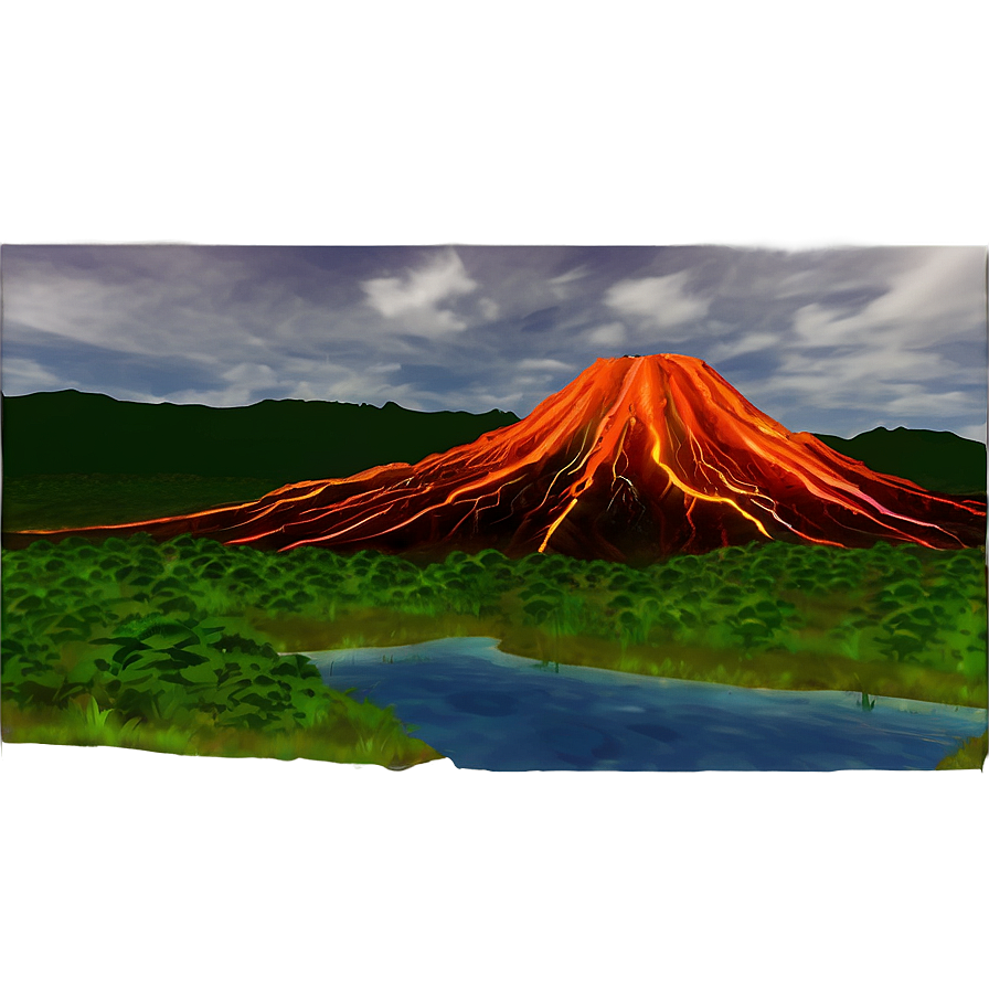 Volcano In Sci-fi Landscape Png Dpf PNG Image