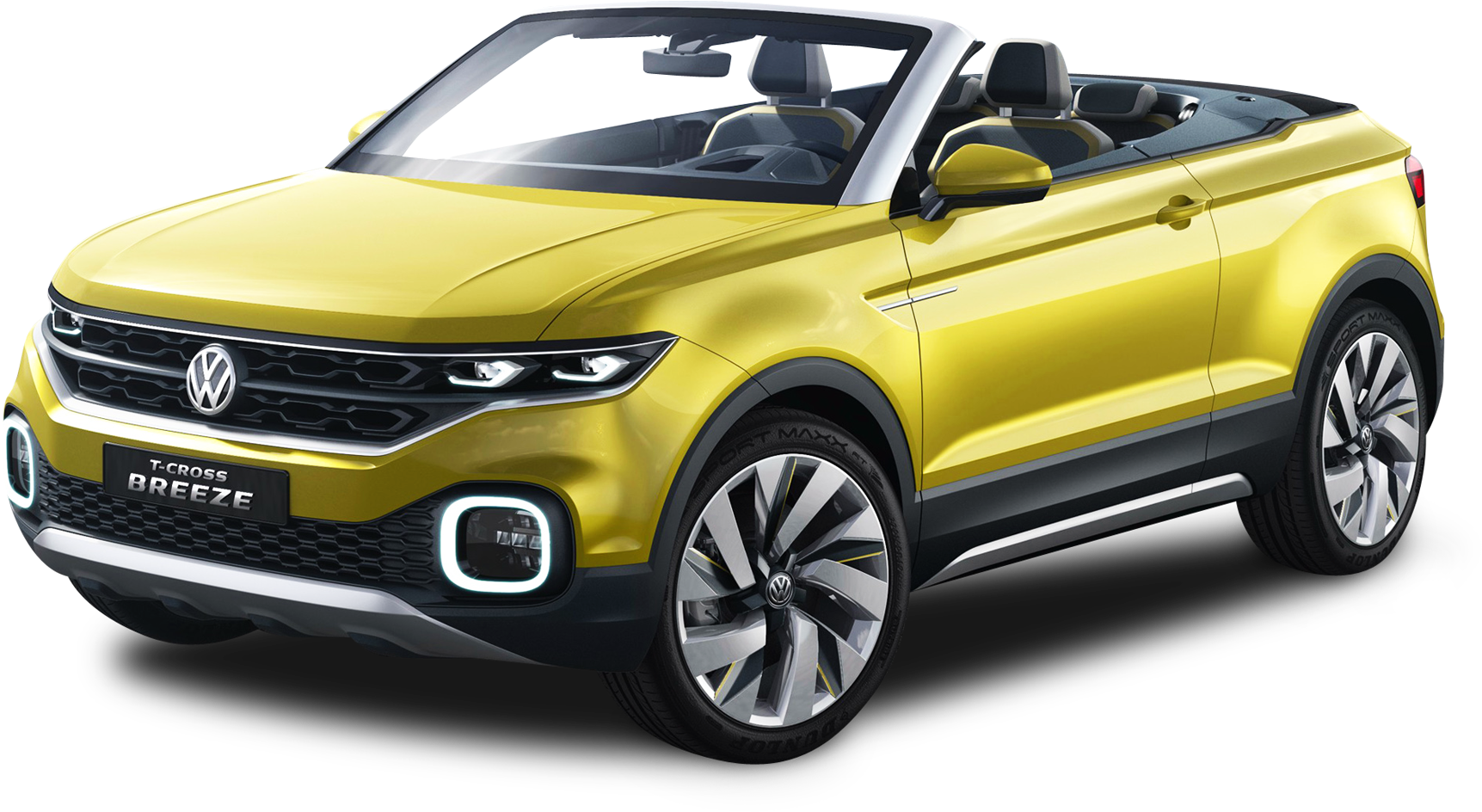 Volkswagen T Cross Breeze Yellow Convertible PNG Image