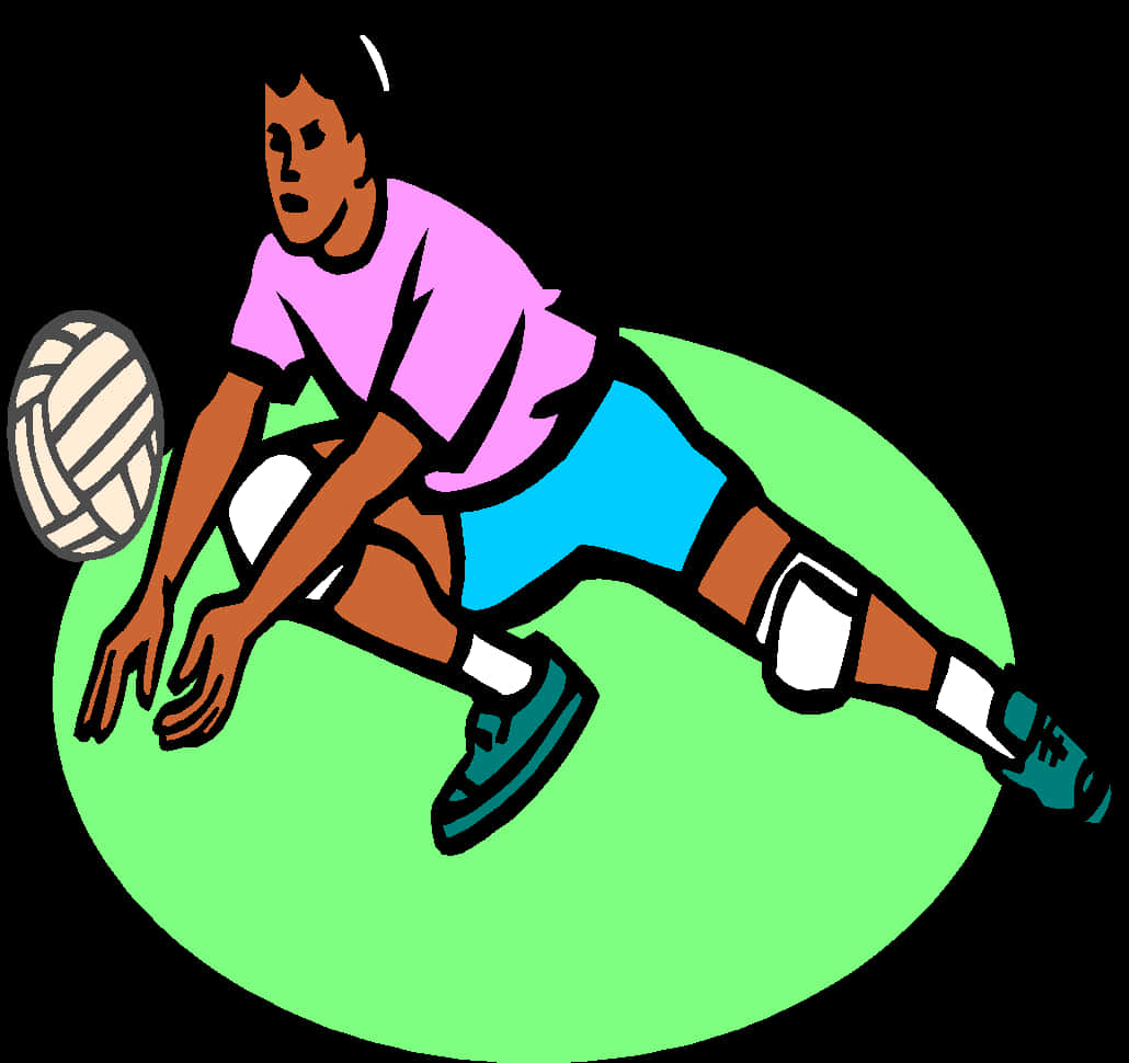 Volleyball Dive Save Cartoon PNG Image