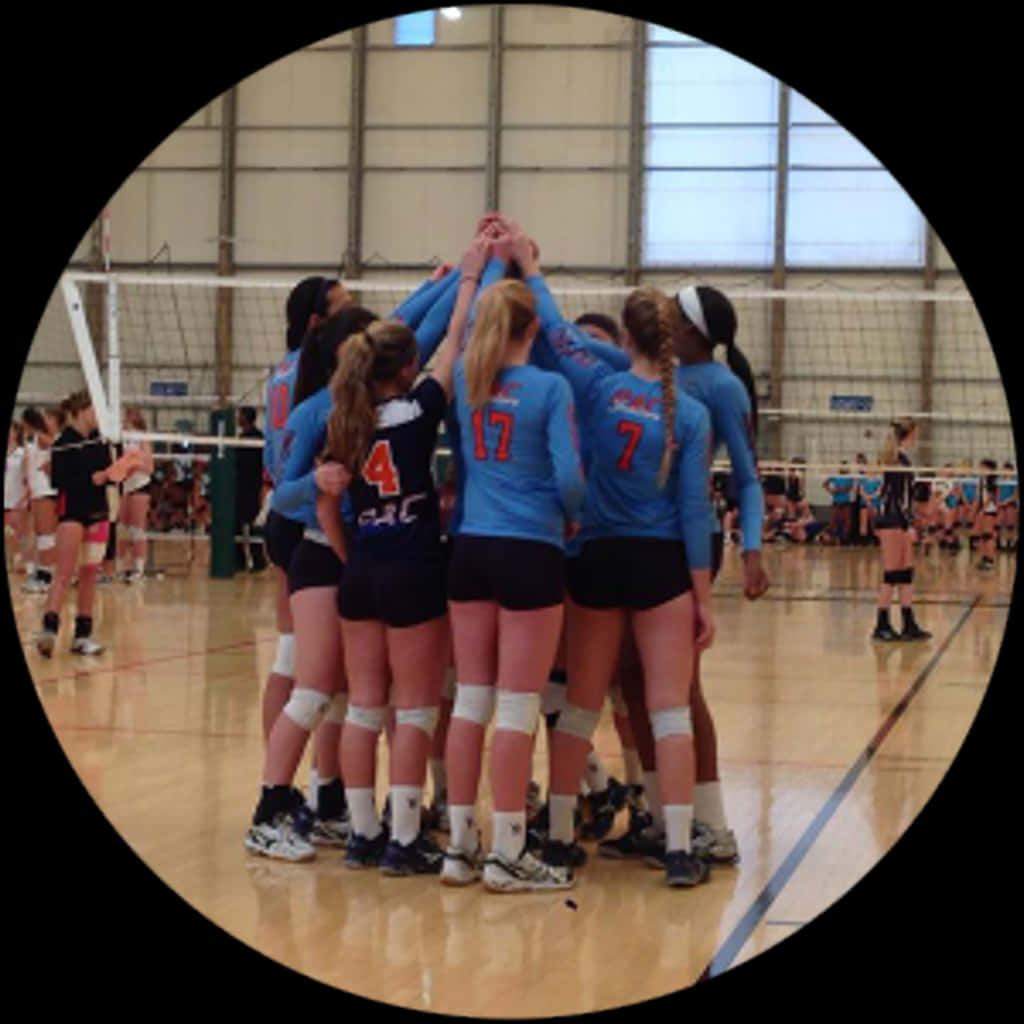 Volleyball Team Huddle PNG Image