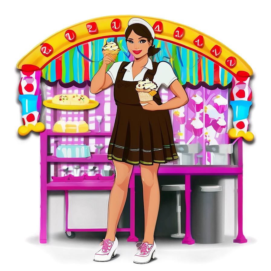 Waitress In Ice Cream Parlor Png 06272024 PNG Image