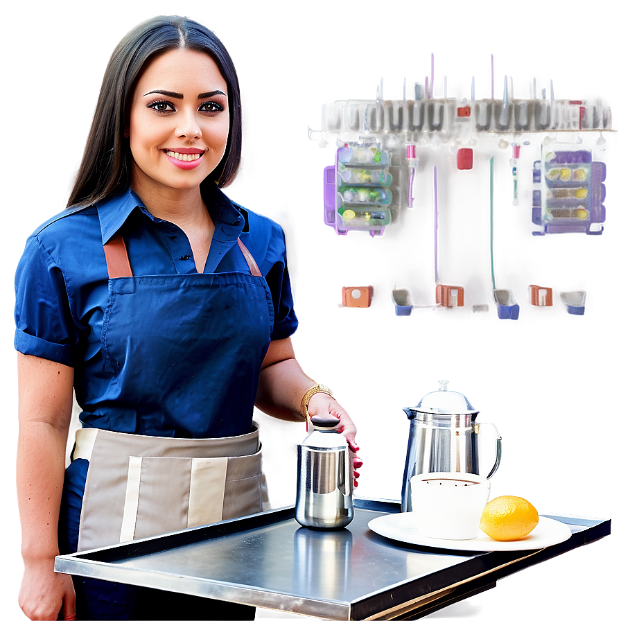 Waitress With Tray Png Sxj PNG Image