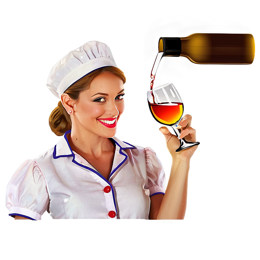 Waitress With Wine Bottle Png Bjr66 PNG Image