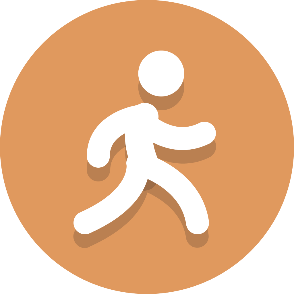 Walking Person Icon Orange Background PNG Image