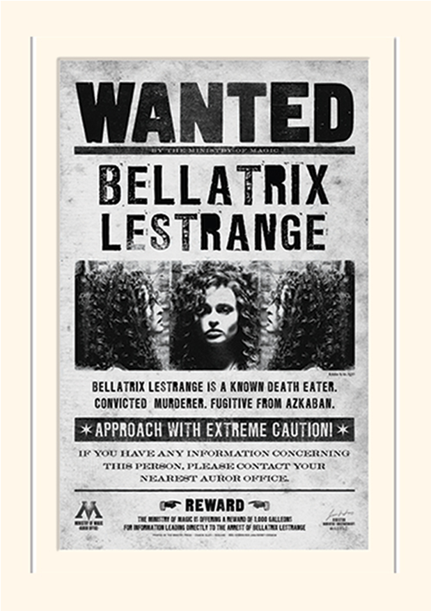 Wanted Poster Bellatrix Lestrange PNG Image