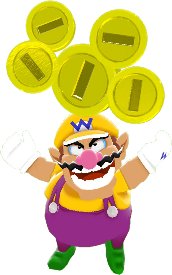 Wario_with_ Gold_ Coins.png PNG Image