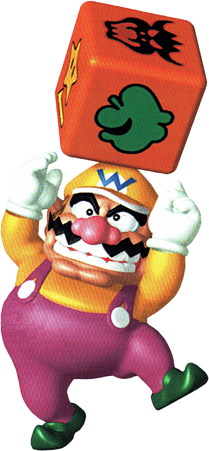 Wario_with_ Mystery_ Block PNG Image